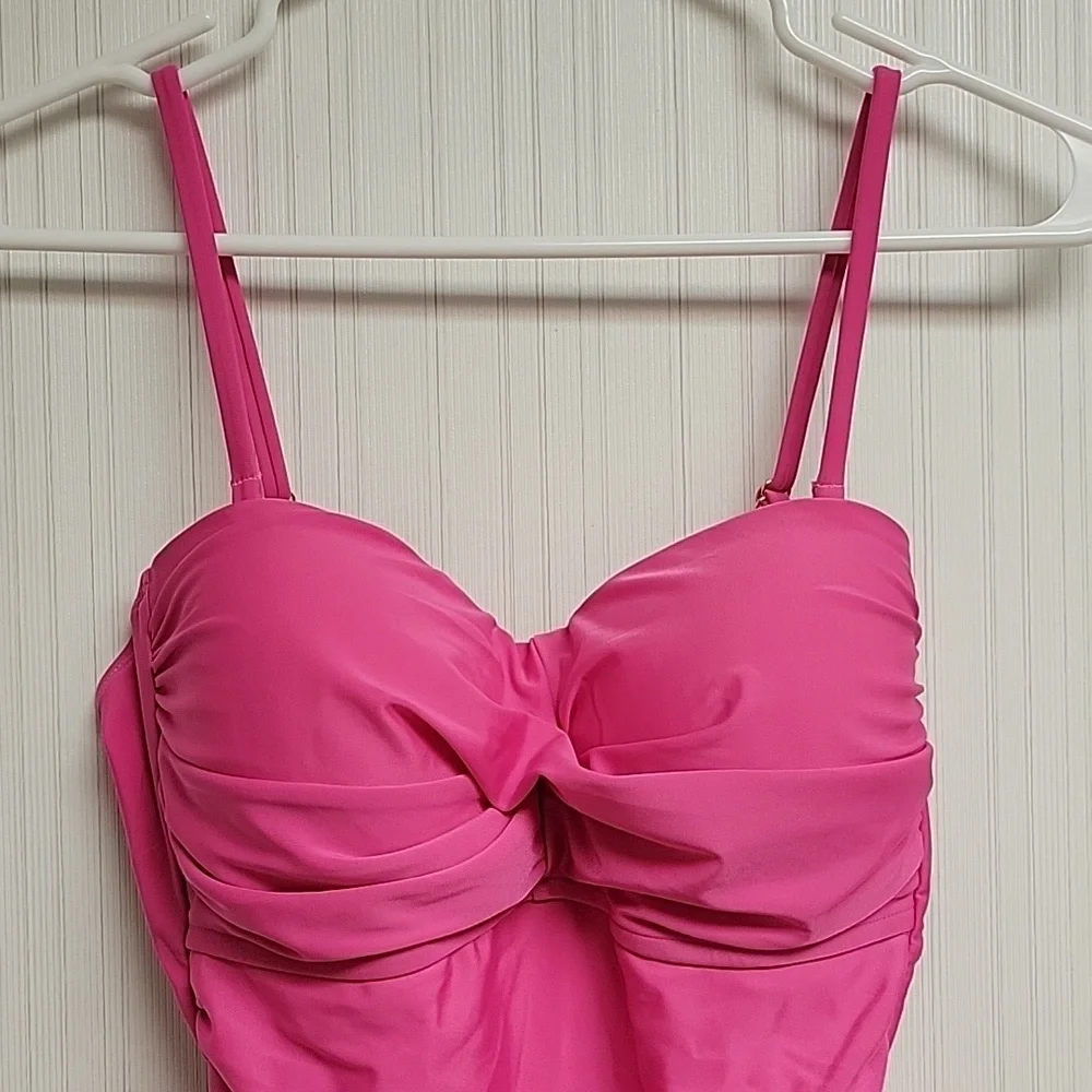 Relleciga 1 Pc Swimsuit Sz Medium. Bright Pink Removable Straps. New With Tags